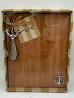 Bombay Bamboo Cutting/Serving Board with Anchor Accents - Brown NEW